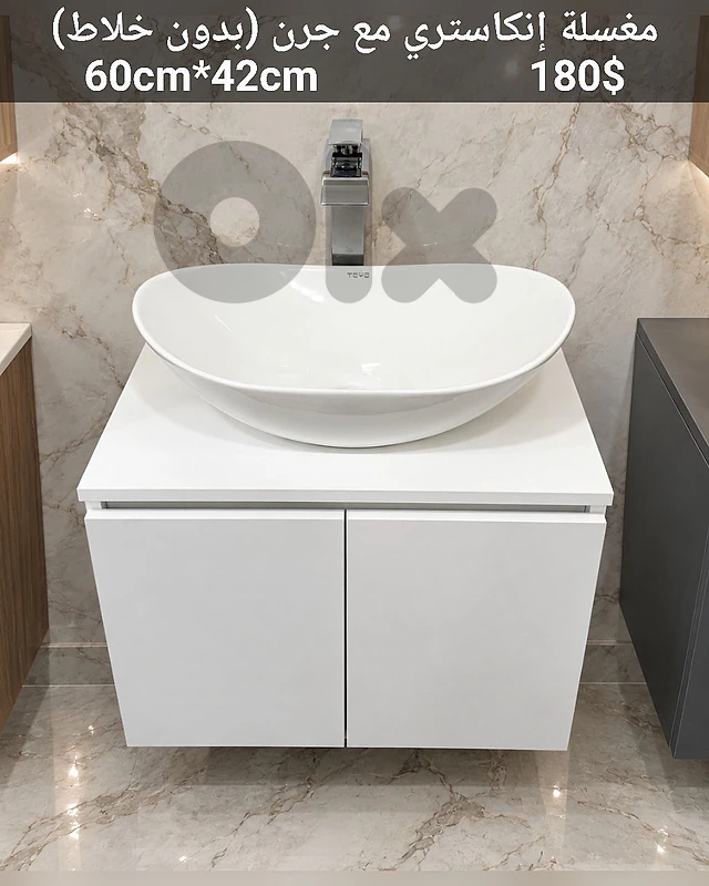 counter top wood cabinets. مغاسل إنكاستري مع جرن posee