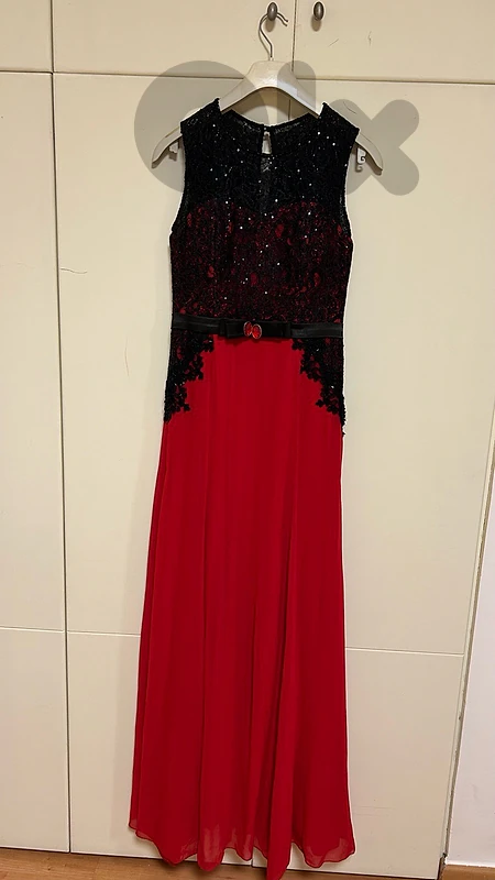 Red and Black Evening Dress