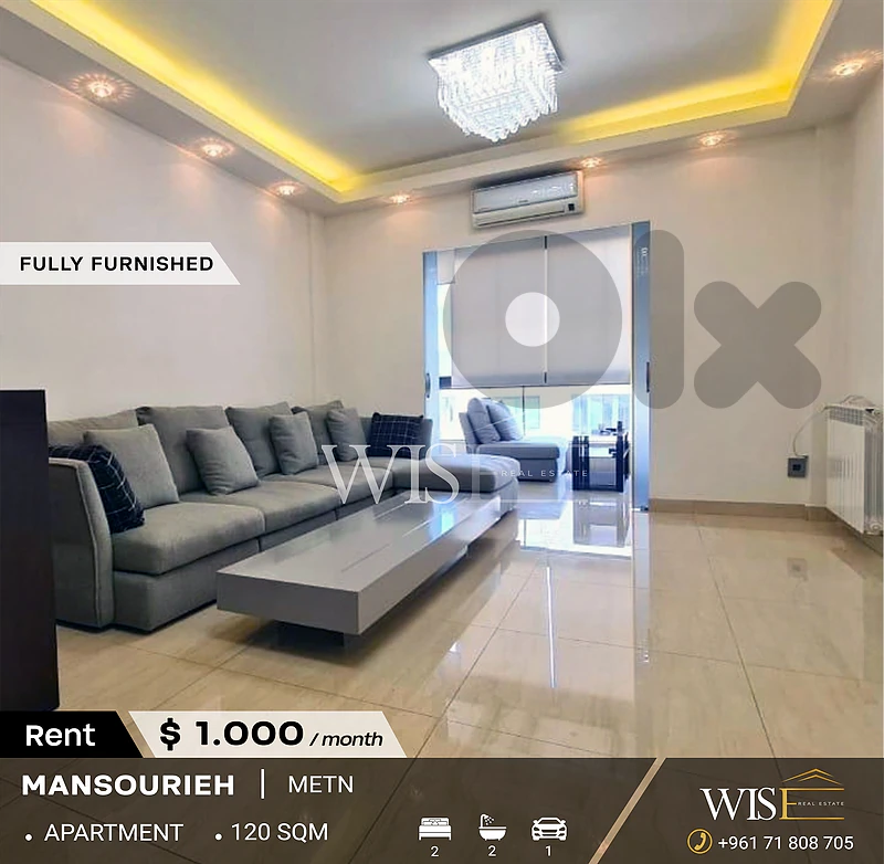 🏡✨ FULLY FURNISHED 120 SQM APARTMENT FOR RENT IN MANSOURIEH!