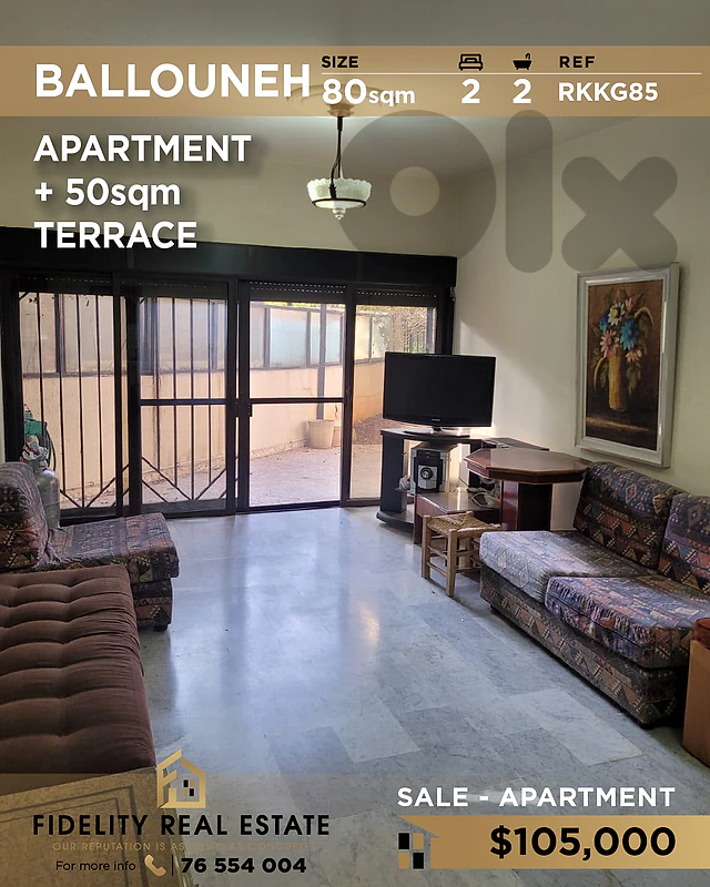Apartment for sale in Ballouneh RKKG85 شقة للبيع في بلونة