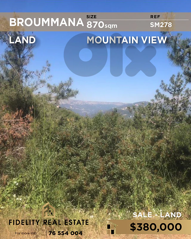 Land for sale in Broummana SM278 أرض  للبيع في برومانا