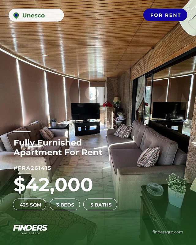 Apartment for rent in Unesco! شقة للإيجار في منطقة اليونسكو! Apartment for rent in Unesco! شقة للإيجار في منطقة اليونسكو!