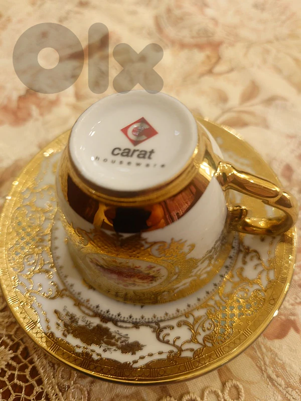 Elegant Gilded Fine Porcelain Demitasse Set by Carat Houseware