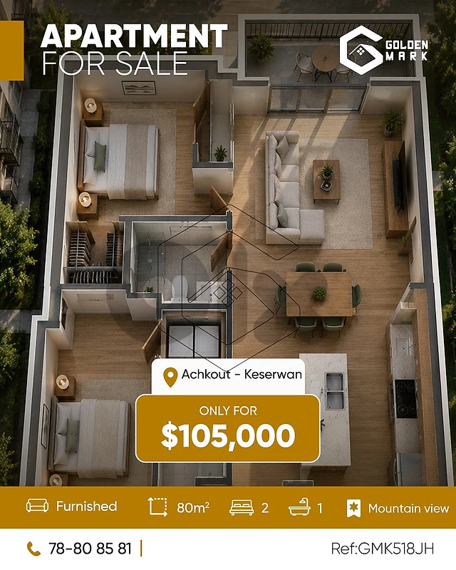 GMK518JH 🏷Appartment for sale in achkout -شقّة للبيع في عشقوت
