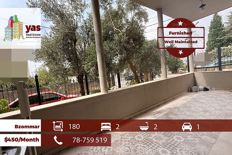 Bzommar 180m2 | Furnished | Rent | Calm Area | Calm Street | DA/YR