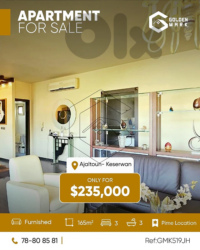 GMK519JH - Apartment for sale in ajaltoun -شقّة للبيع في عجلتون