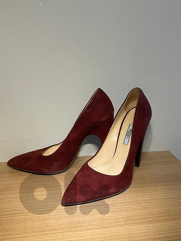 Prada Burgundy Suede Heels