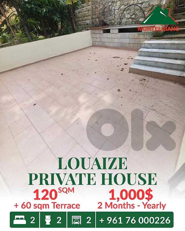 120 sqm Private House For Rent in Louaize with 60 sqm Terrace