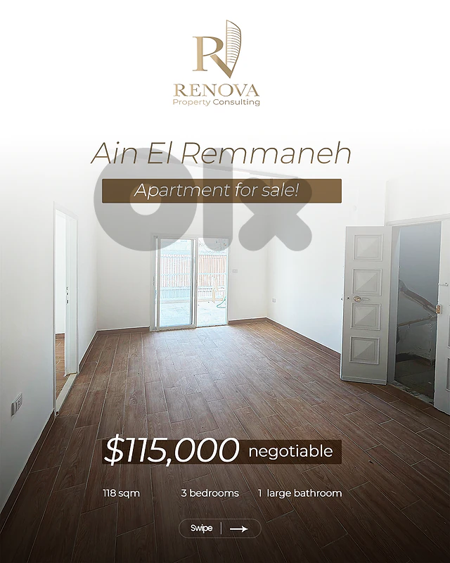 Apartment for sale in Ain Remene-شقة للبيع في عين الرمانة فرن الشباك