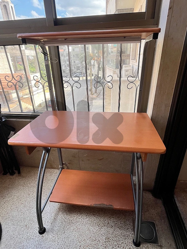 Desk With Lighting and Shelves