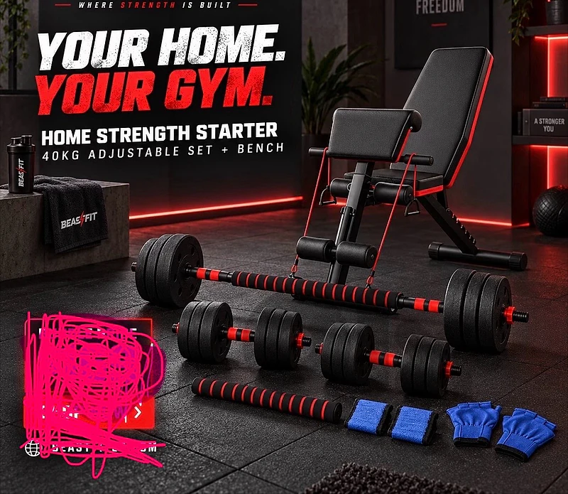 40kg dumbells set + adjustable bench