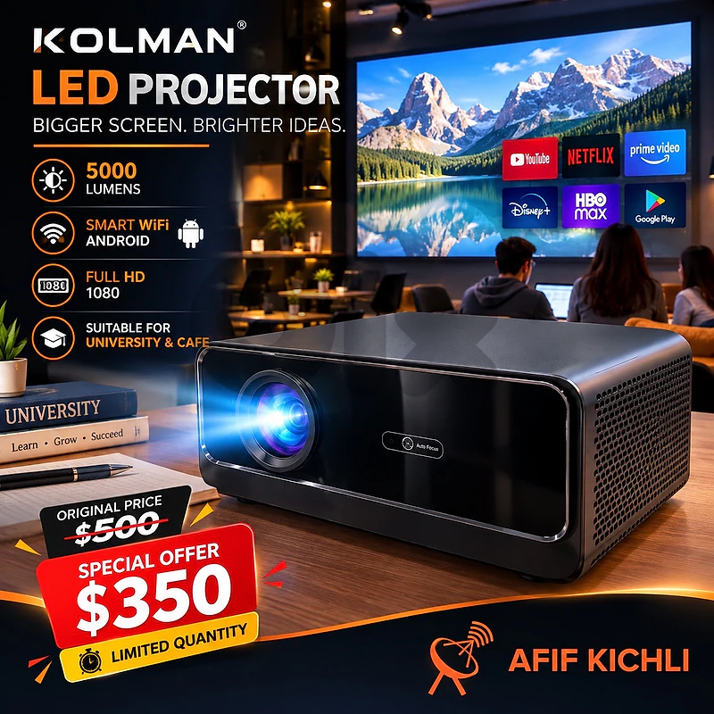 Kolman LED Projector/5000 Lumens-Smart