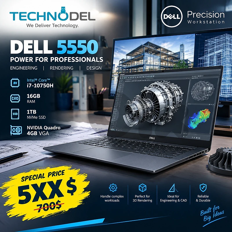 DELL 5550 WORKSTATION  I7 10TH QUADRO VGA
