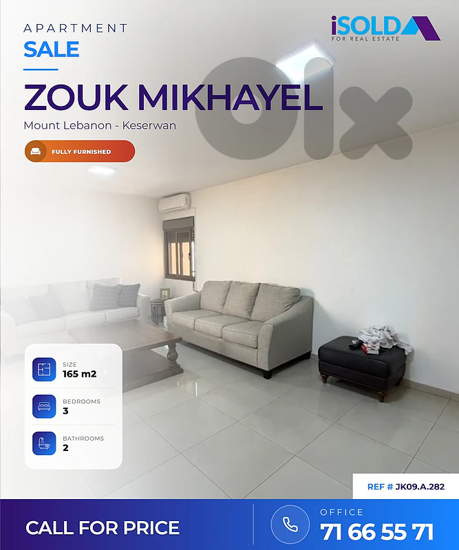 Apartment for Sale in Zouk Mikhayel - شقة للبيع في زوق مكايل