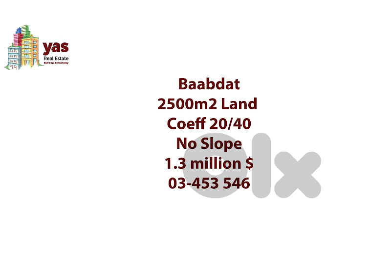 Baabdat 2500m2 | Flat Land | Perfect Investment | Coeff 20/40 |TCH