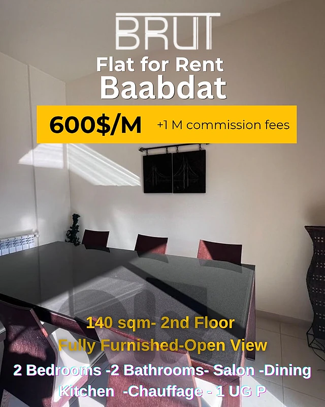 Amazing 140 sqm Furnished Apartment for Rent in Baabdat Open View