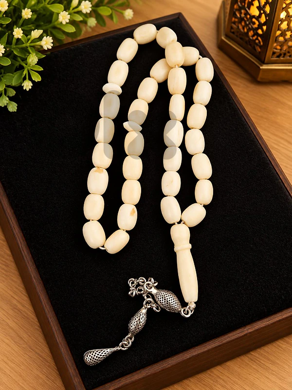 Genuine Ivory Misbaha – 36g | Elegant Handcrafted Prayer Beads