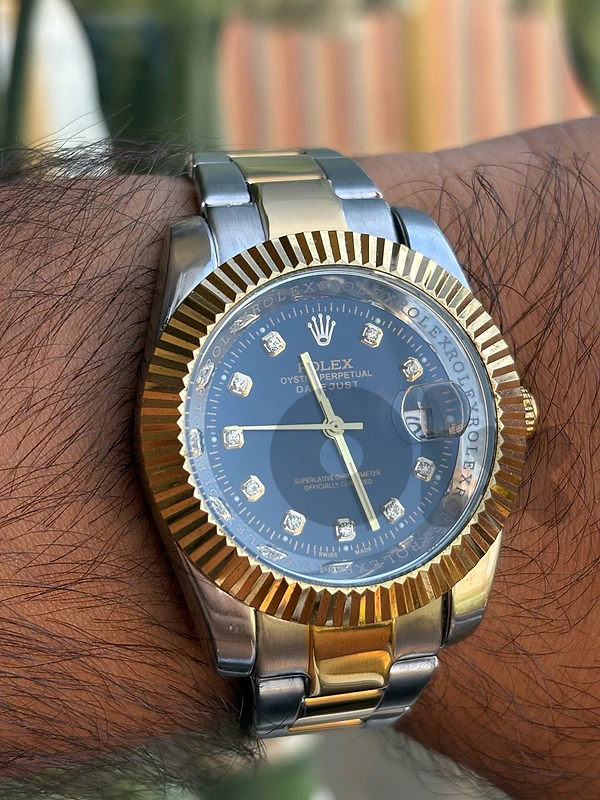 Rolex Datejust – Two-Tone Gold & Silver | Black Diamond-Style Dial