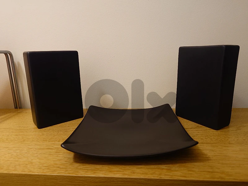Ceramic Square Plate & 2 Matching Vases
