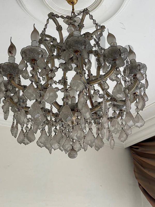 2 Bohemian Crystal chandeliers + two wall sconces