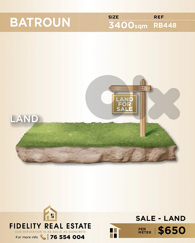 Land for sale in Batroun RB448 أرض للبيع في البترون