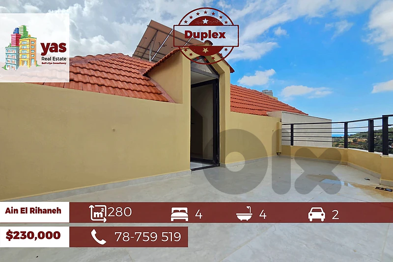 Ain El Rihaneh 280m2 Duplex | Brand New | Panoramic View | TO/KS |