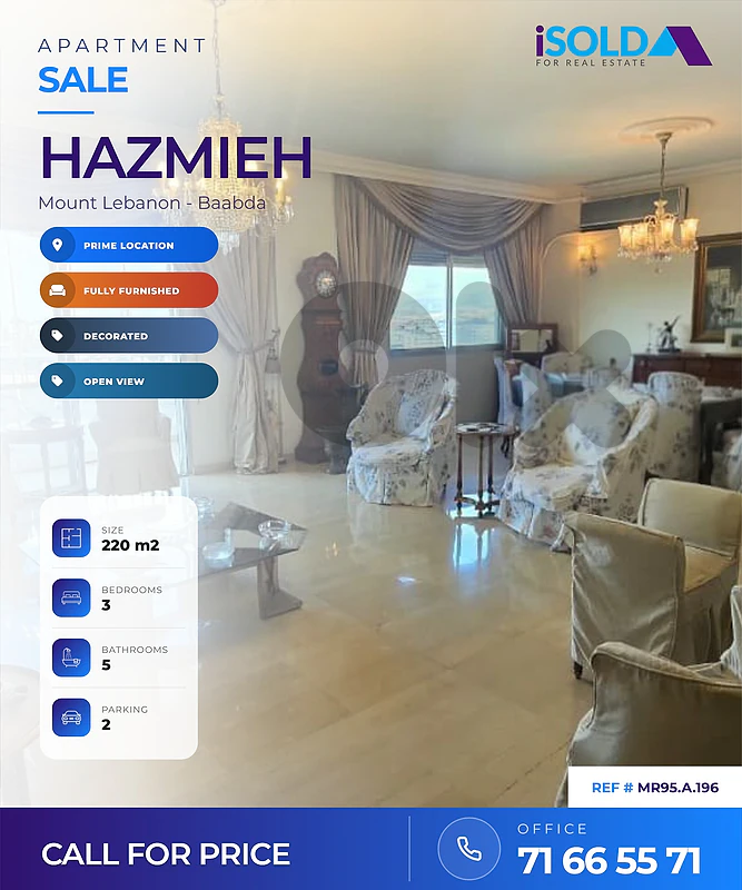 Apartment + Open view for Sale in Hazmieh - شقة للبيع في حازميه