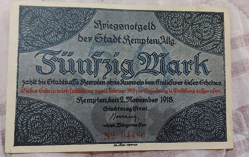 German 50 Marks Emergency Banknote year 1918 German 50 Marks Emergency Banknote year 1918