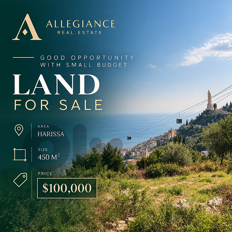Land for Sale in Daraaoun Harissa – 450 m² | $100,000