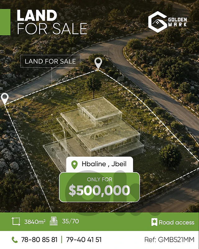 GMB521MM - Land For Sale In Hbaline  - أرض للبيع في حبالين