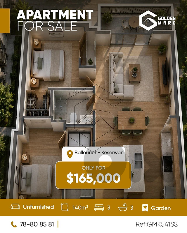 GMK541SS Apartment for Sale  ballouneh شقة للبيع في بلونة