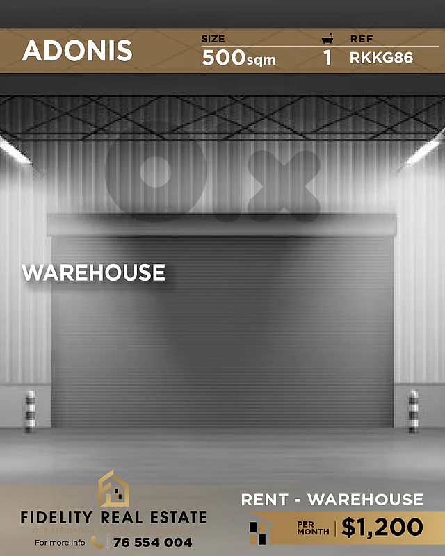 Warehouse for rent in Adonis RKKG86 مستودع  للإيجار في أدونيس