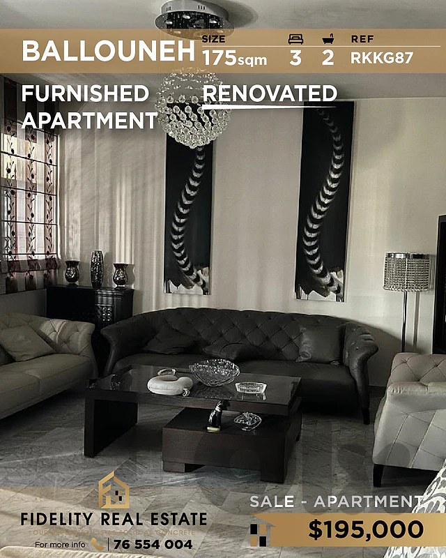 Apartment for sale in Ballouneh RKKG87 شقة  للبيع في بلونة