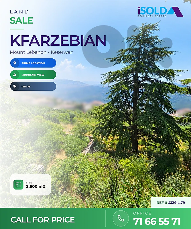 Land + Mountain View for Sale in Kfardebian - أرض للبيع في كفرذبيان