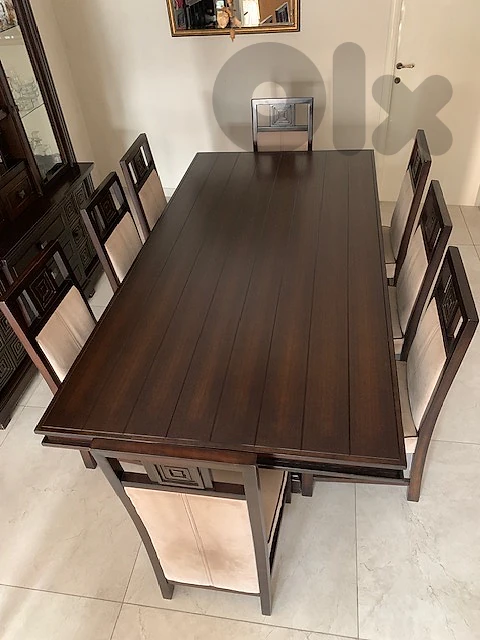 Solid dining table with 8 chairs