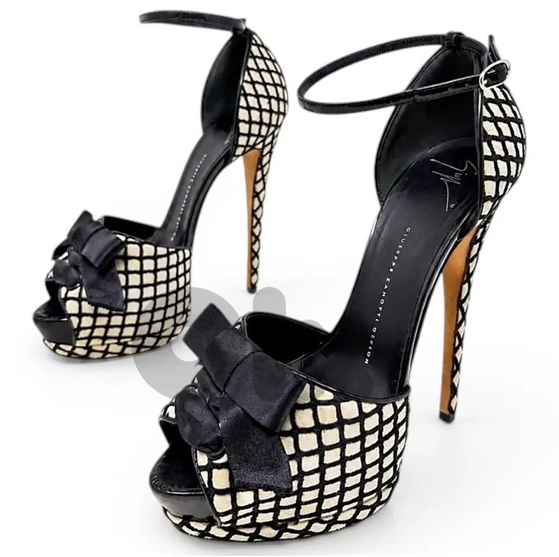 Guiseppe Zanotti Plaid Bow Heels