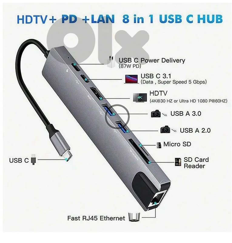 8-in-1 USB HUB Type-C Multiport Adapter