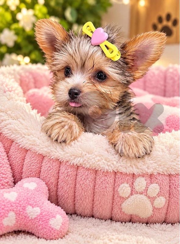 Mini Gold Yorkshire Terrier puppy available now in store! كلب DELIVERY