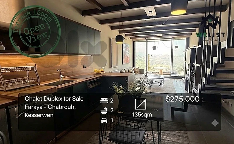 135sqm Duplex Chalet in Faraya - Chabrouh شاليه للبيع في منطقة فارايا