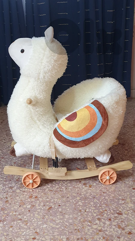 Plush Lamb Rocking Horse with Wheels – خروف هزّاز مع دواليب