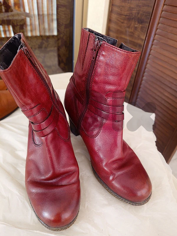 Gabor Red Leather Boots - Size 5.5 (EU 38.5)