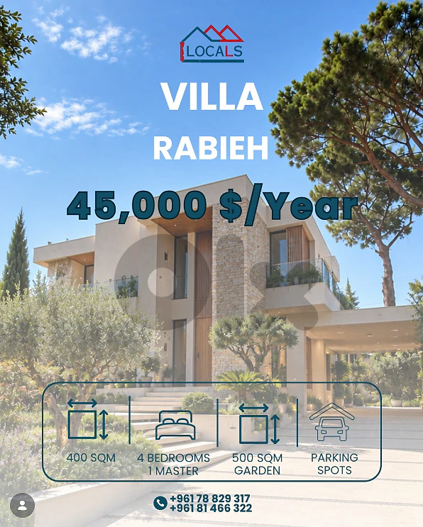 Villa For Rent in Rabieh -  فيلا للإيجار في الرابية