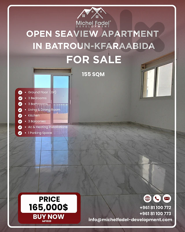MF1020-Open Seaview Apartment for Sale in Batroun-Kfaraabida