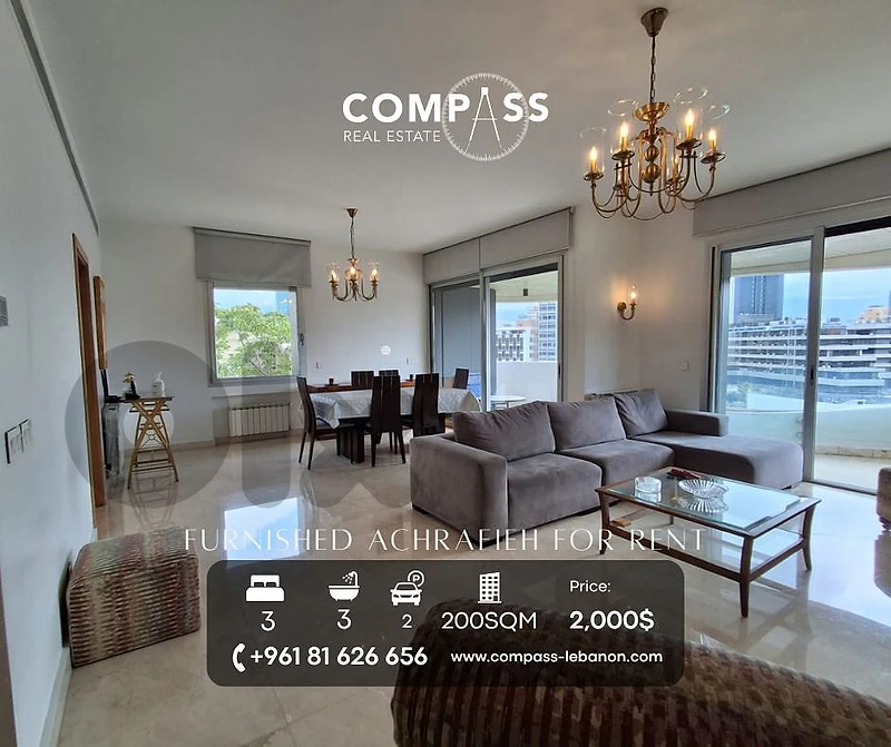 Furnished apartment for rent 200sqm in achrafieh Furnished apartment for rent 200sqm in achrafieh