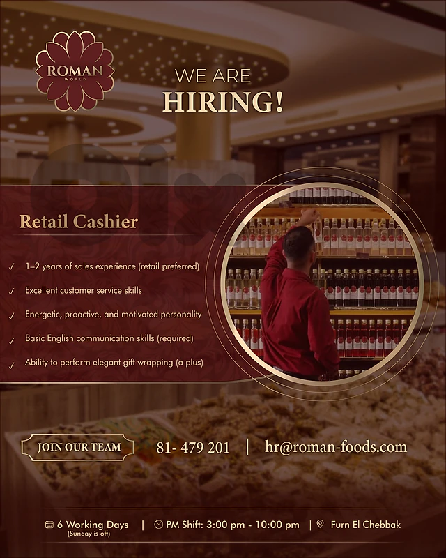 HIRING RETAIL CASHIER!