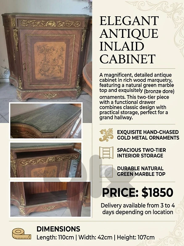 Elegant Antique Inlaid Cabinet