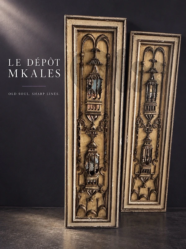 Antique decorative panels with Islamic-inspired architectural