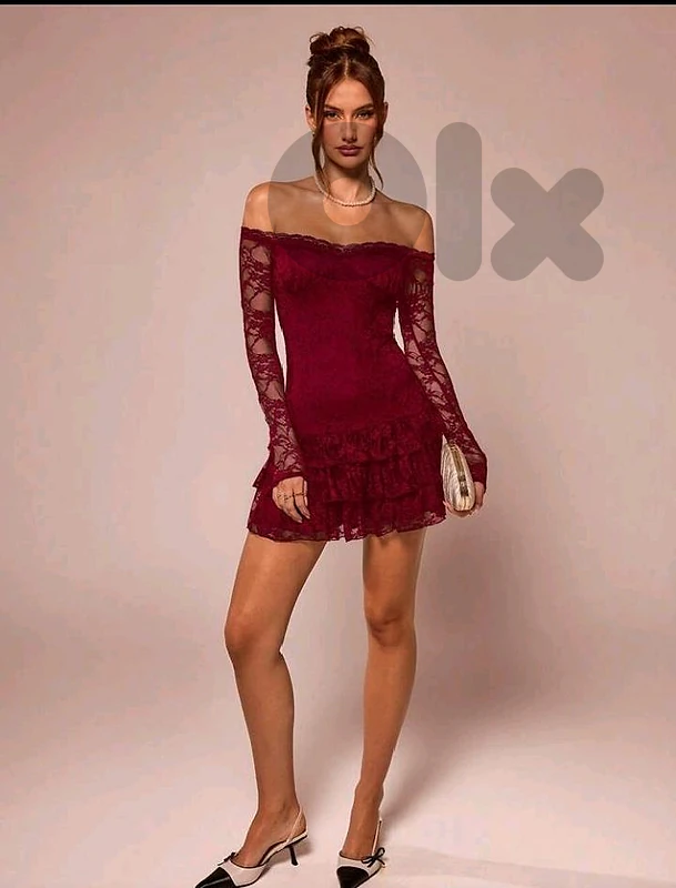 burgundy lace dress