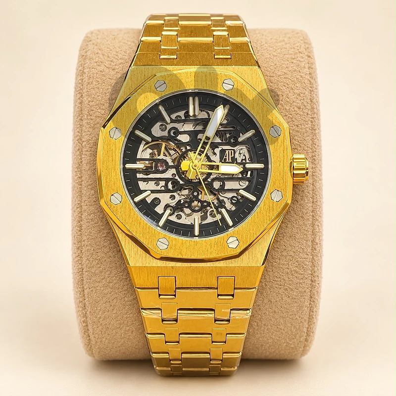 AP Royal Oak Style Gold Watch – Skeleton Dial – Luxury Design