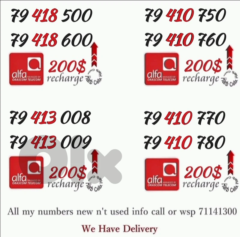 Special Numbers & price Alfa recharge  أرقام مميزة ألفا والسعر كذالك
